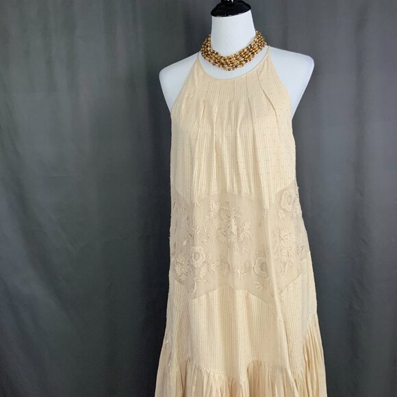 Free People Jar of Hearts BOHO Summer Halter Midi Dress Medium - Picture 4 of 16